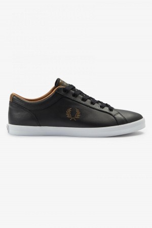 Black Fred Perry Baseline Men's Shoes | ECAHC76836