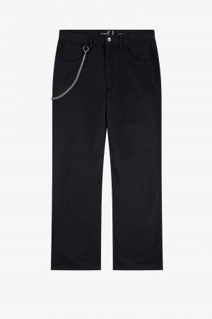 Black Fred Perry Brushed Denim Trousers Men's Trousers | XCAGW97709