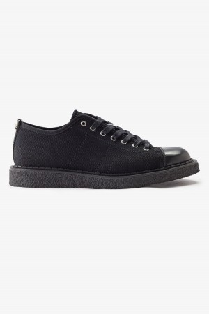 Black Fred Perry Canvas Monkey Men's Shoes | CAQAV17175