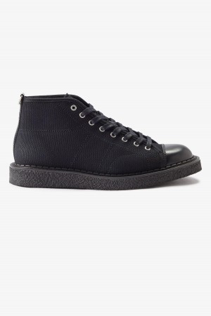 Black Fred Perry Canvas Monkey Men's Shoes | CACVG12956