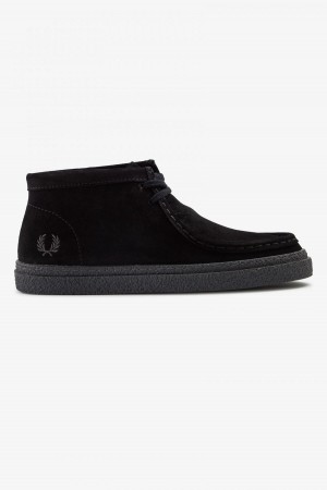 Black Fred Perry Dawson Mid Women's Shoes | MCAFT63303