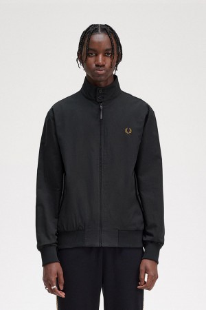 Black Fred Perry Harrington Men's Coats | UCAND36411