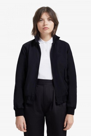 Black Fred Perry Harrington Women's Coats | BCASD63717