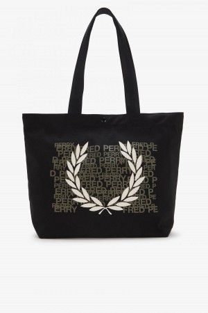 Black Fred Perry Laurel Wreath Tote Accessories Bag | CAEAH39472