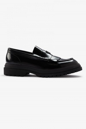 Black Fred Perry Loafer Men's Shoes | ACAWC32146