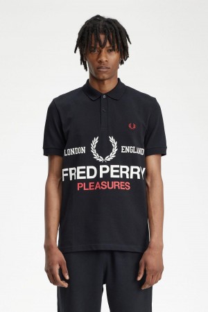 Black Fred Perry Logo Fred Perry Shirt Men's Polo Shirts | CAXMI32150