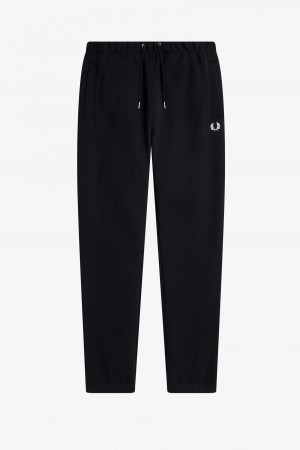 Black Fred Perry Loopback Sweatpant Men's Trousers | CAJVR68948