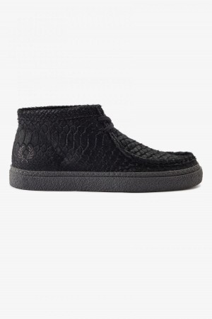 Black Fred Perry Mid Dawson Men's Shoes | BCASO56631