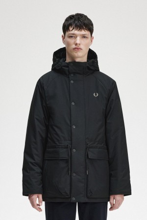 Black Fred Perry Padded Zip Through Men's Coats | XCABH40041