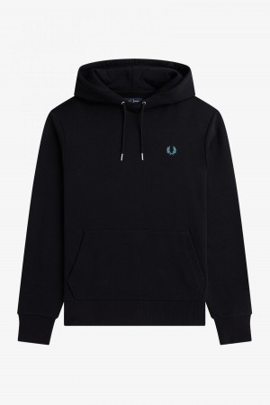 Black Fred Perry Rave Graphic Hooded Men's Sweatshirts | LCASX91315