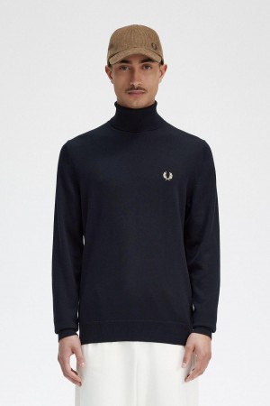 Black Fred Perry Roll Neck Jumper Men's Knitwear | CAIIZ67172