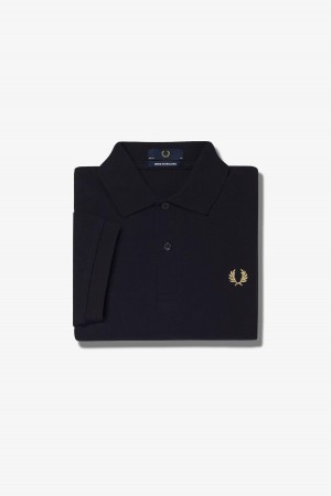 Black / Champagne Fred Perry M3 Men's Fred Perry Shirt | CAZDE92072