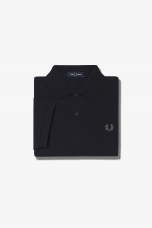 Black / Chrome Fred Perry M6000 Men's Fred Perry Shirt | FCAHY62220