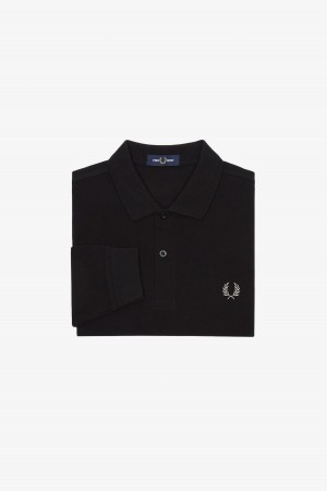 Black / Chrome Fred Perry M6006 Men's Fred Perry Shirt | CAEAH77144