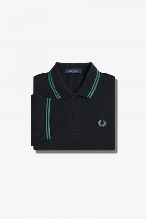 Black / Deep Mint / Deep Mint Fred Perry G3600 Women's Fred Perry Shirt | CADFL21672