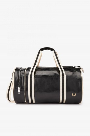 Black / Ecru Fred Perry Classic Barrel Accessories Bag | TCAPQ80705