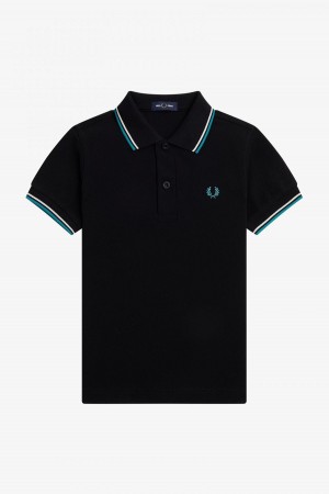 Black / Ecru / Deep Mint Fred Perry Kids Twin Tipped Accessories Kids | DCAVO52030