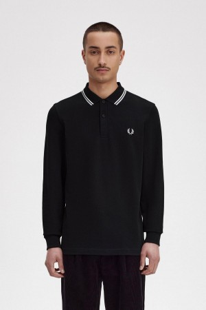 Black / Ecru / Limestone Fred Perry M3636 Men's Polo Shirts | CAJZR66998