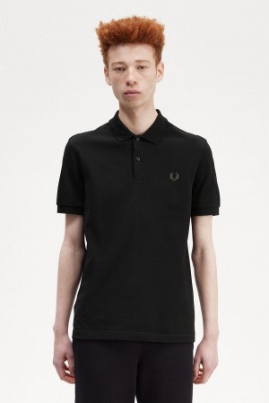 Black / Field Green Fred Perry M6000 Men's Polo Shirts | CACIF53633