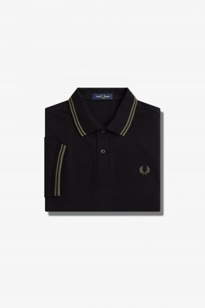 Black / Field Green / Field Green Fred Perry M3600 Men's Fred Perry Shirt | PCAER45432