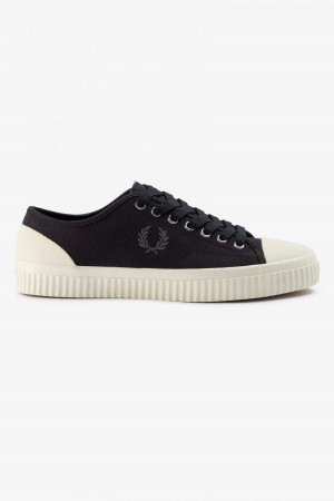 Black / Gunmetal Fred Perry Low Hughes Women's Shoes | GCAUC29821