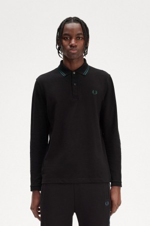 Black / Petrol Blue / Petrol Blue Fred Perry M1212 Men's Polo Shirts | CADFL14665