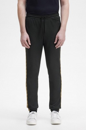 Black / Shaded Stone Fred Perry Taped Track Pants Men's Trousers | QCAUV83088