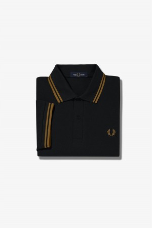 Black / Shaded Stone / Shaded Stone Fred Perry M3600 Men's Polo Shirts | ZCANQ93651