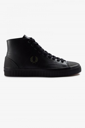 Black / Uniform Green Fred Perry Mid Hughes Men's Shoes | CACVG73006