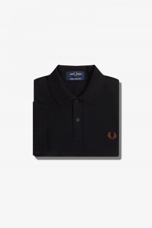 Black / Whisky Brown Fred Perry M3 Men's Fred Perry Shirt | CAXBR56990