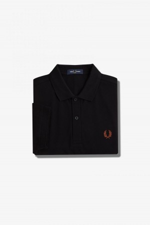 Black / Whisky Brown Fred Perry M6000 Men's Fred Perry Shirt | ZCANQ22361