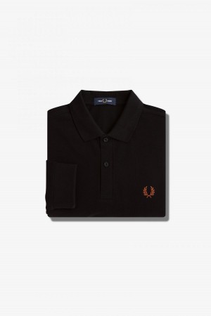 Black / Whisky Brown Fred Perry M6006 Men's Fred Perry Shirt | ZCANQ43081