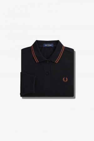 Black / Whisky Brown / Whisky Brown Fred Perry G3636 Women's Fred Perry Shirt | ECAHC19965