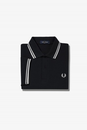 Black / White / White Fred Perry M3600 Men's Fred Perry Shirt | ACADF30263