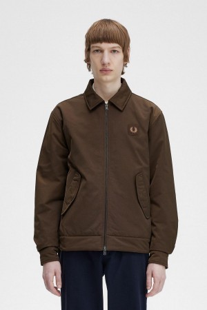 Burnt Tobacco Fred Perry Quilted Zip Through Men's Coats | SCANY40548