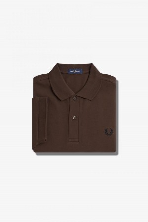 Burnt Tobacco / Black Fred Perry M6000 Men's Fred Perry Shirt | MCAHR16303