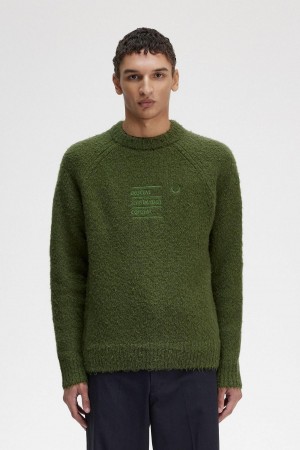 Chive Fred Perry Textured Knitted Jumper Men's Knitwear | CACIF53888