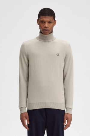 Dark Oatmeal Fred Perry Roll Neck Jumper Men's Knitwear | LCASX19133