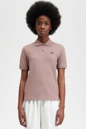 Dark Pink / Black Fred Perry G6000 Women's Polo Shirts | BCASO77943