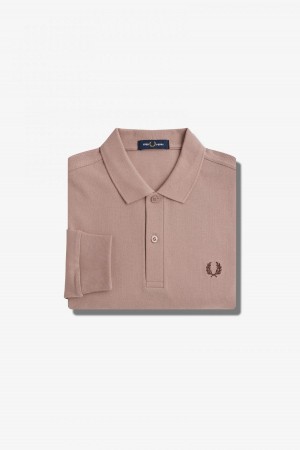 Dark Pink / Burnt Tobacco Fred Perry M6006 Men's Fred Perry Shirt | CANZX99261