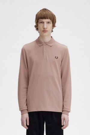 Dark Pink / Burnt Tobacco Fred Perry M6006 Men's Polo Shirts | CAXBR44530