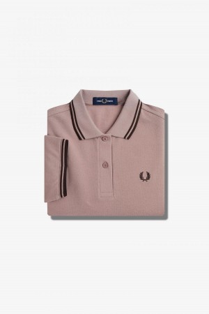 Dark Pink / Burnt Tobacco / Burnt Tobacco Fred Perry G3600 Women's Fred Perry Shirt | BCASD67200