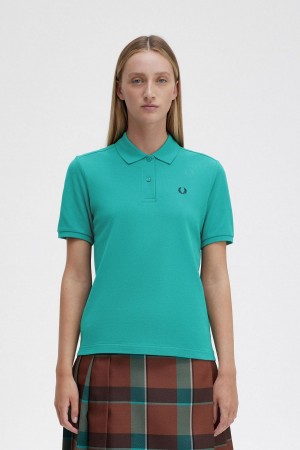 Deep Mint / Black Fred Perry G6000 Women's Polo Shirts | TCAWZ89525