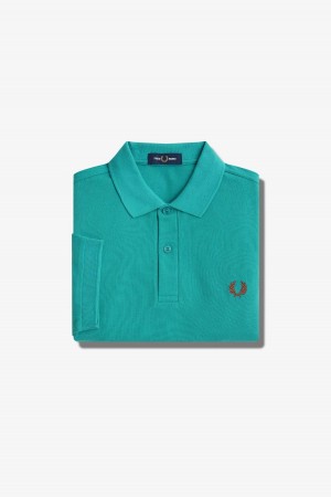 Deep Mint / Whisky Brown Fred Perry M6000 Men's Fred Perry Shirt | QCAWA36859