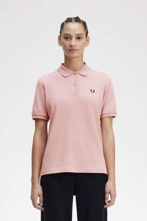 Dusty Rose Pink / Black Fred Perry G6000 Women's Polo Shirts | CAJZR90171