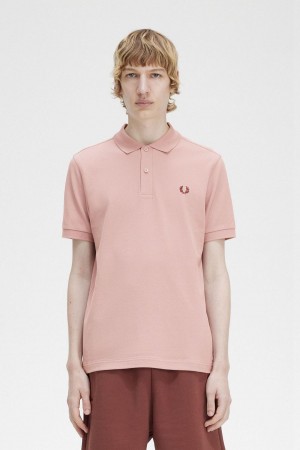 Dusty Rose Pink / Oxblood Fred Perry M6000 Men's Polo Shirts | CAEGJ33968