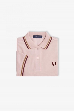 Dusty Rose Pink / Shaded Stone / Oxblood Fred Perry G3600 Women's Fred Perry Shirt | DCAKV70621