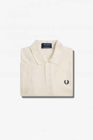 Ecru / Black Fred Perry M3 Men's Fred Perry Shirt | UCATG64782