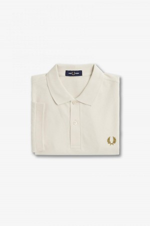 Ecru / Dark Caramel Fred Perry M6000 Men's Fred Perry Shirt | ZCANQ66640