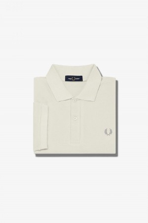 Ecru / Limestone Fred Perry M6000 Men's Fred Perry Shirt | ZCAMJ51218